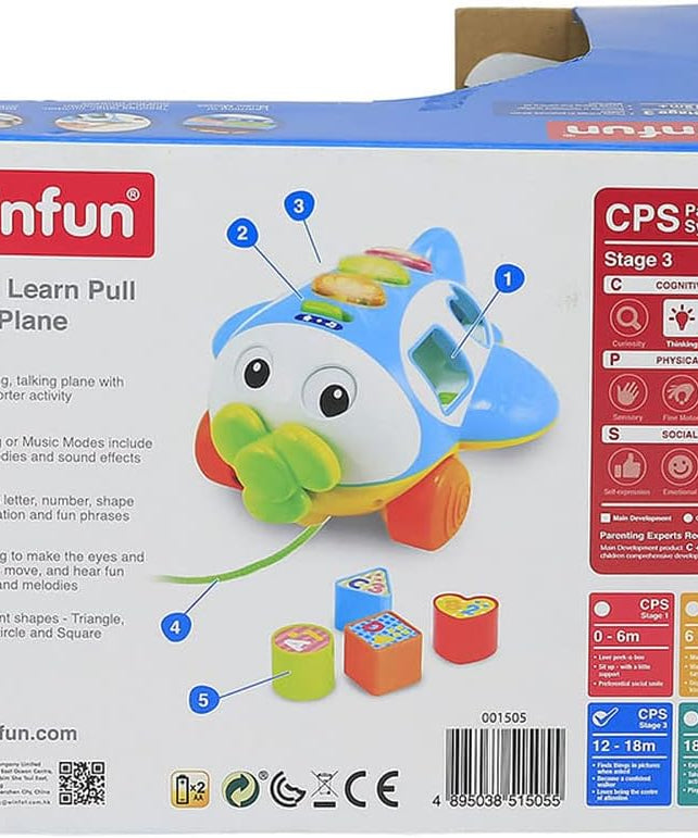 Winfun Sort N Learn Pull Along Plane for Toddlers Age 12 Months and Up with Shape Sorter, Talking Features, Music, and Flashing Lights