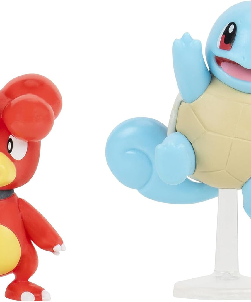 Pokemon Battle Figure Magby & Squirtle, Official Detailed Action Figures, Play Figurines for Kids, Toy Gift