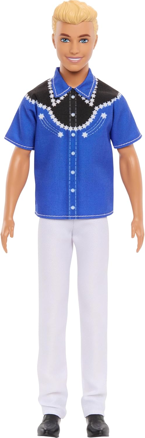 Barbie Fashionistas Ken Doll #226 65th Anniversary Collectible, Blonde Fashion Doll with Removable Western Shirt, Pants & Boots, Kids Toy Age 3+