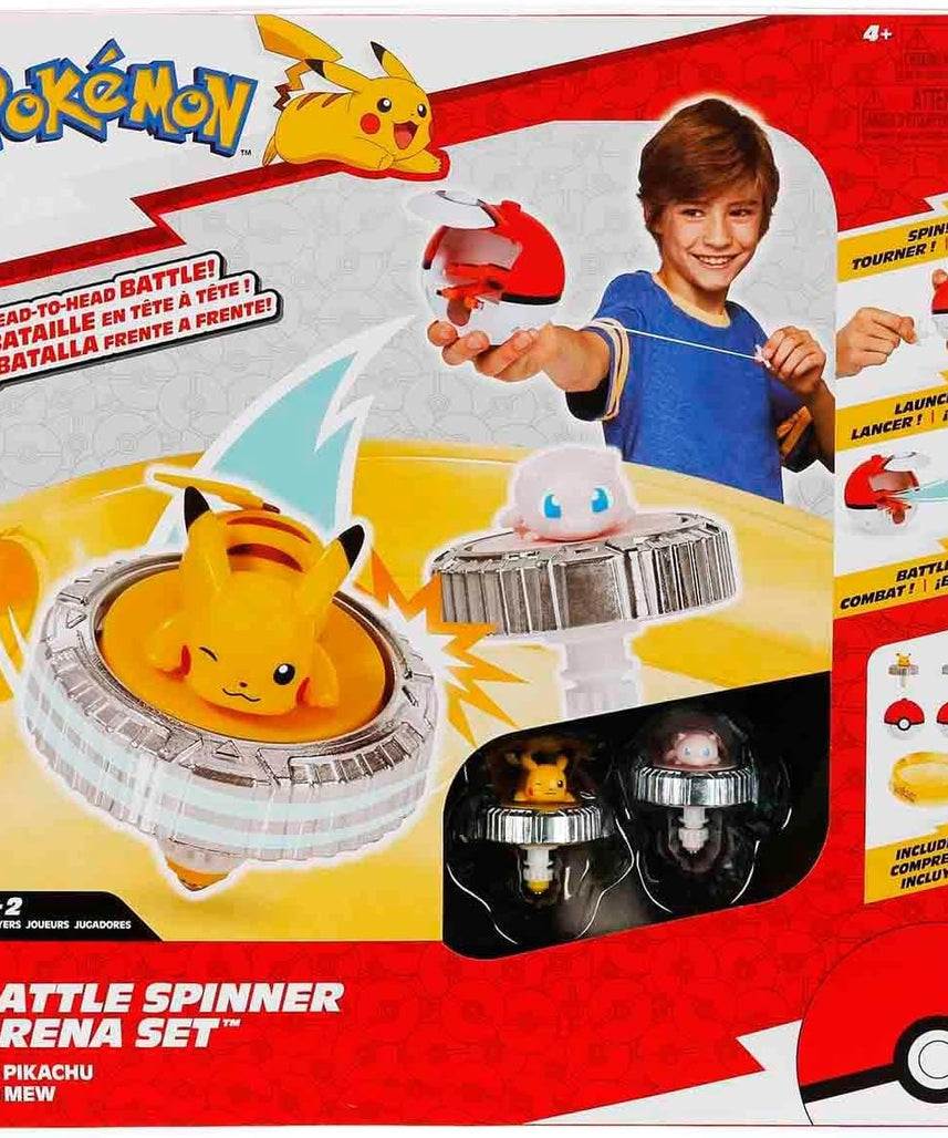 Pokémon Battle Spinner Arena Set, Pikachu & Mew, Head-to-Head Spin Launch Battle Playset, Official Pokémon Toy, Ages 4+