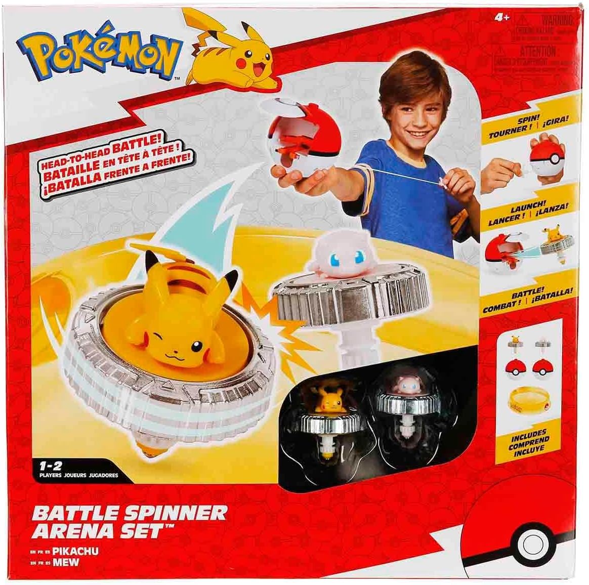 Pokémon Battle Spinner Arena Set, Pikachu & Mew, Head-to-Head Spin Launch Battle Playset, Official Pokémon Toy, Ages 4+
