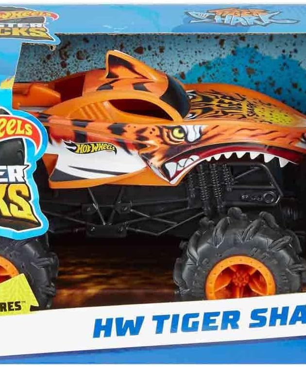 Hot Wheels RC Monster Trucks HW Tiger Shark RC in 1:24 Scale, Remote-Control Toy Truck