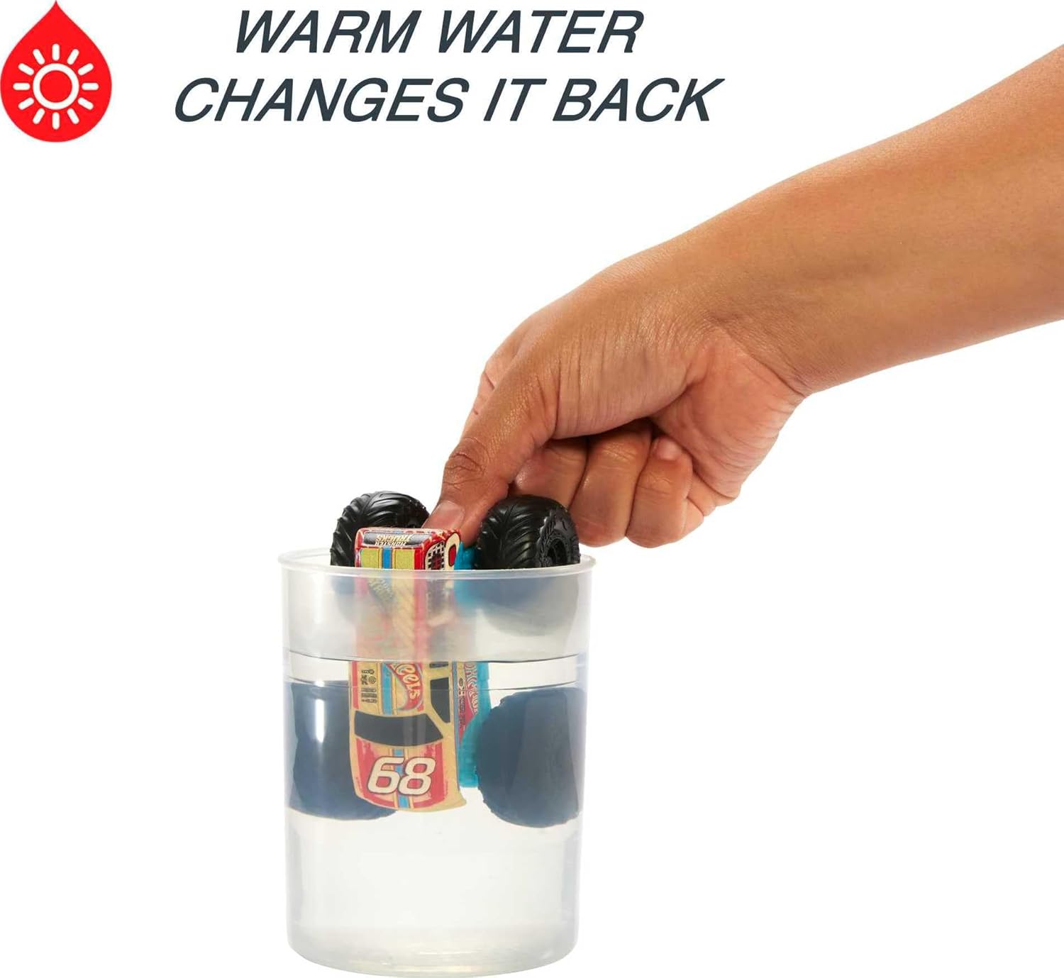Hot Wheels Monster Trucks Color Reveal Truck, 1 Toy Truck with Surprise Reveal & Repeat Color Change in Warm & Ice Cold Water, Toy for Kids Multi