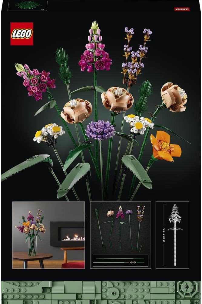 LEGO Botanicals Flower Bouquet - Artificial Flowers Set for Adults incl. Roses, Snapdragons, Poppies, Asters & Daisies - Ramadan Gift Idea for Women and Men - Botanical Collection - 10280