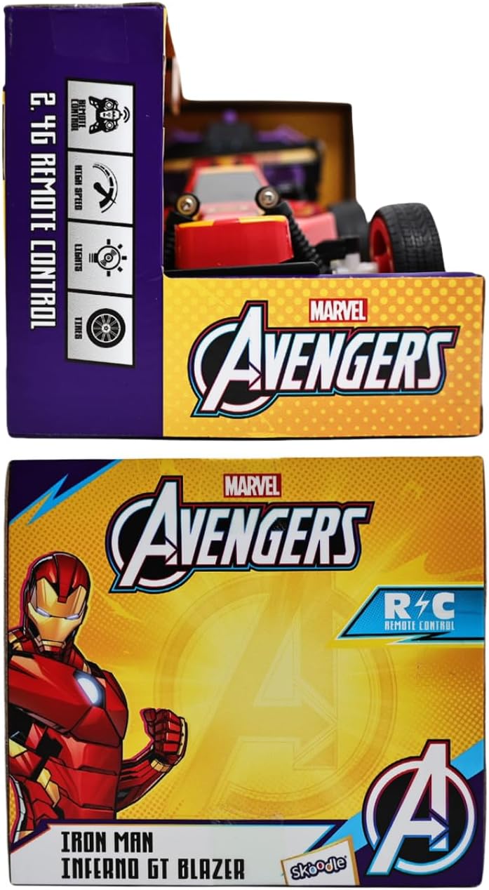 Marvel Iron Man Inferno GT Blazer 2.4 GHz RC Car – Full Function Remote Control Racing Truck with LED Lights, High-Speed Avenger Toy Vehicle for Kids & Collectors, Ages 6+, Official Marvel Merchandise