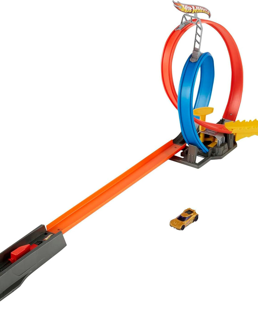 Hot Wheels Energy Track Set with Double Loop, Ring of Fire & 1 Vehicle – 5+ Years