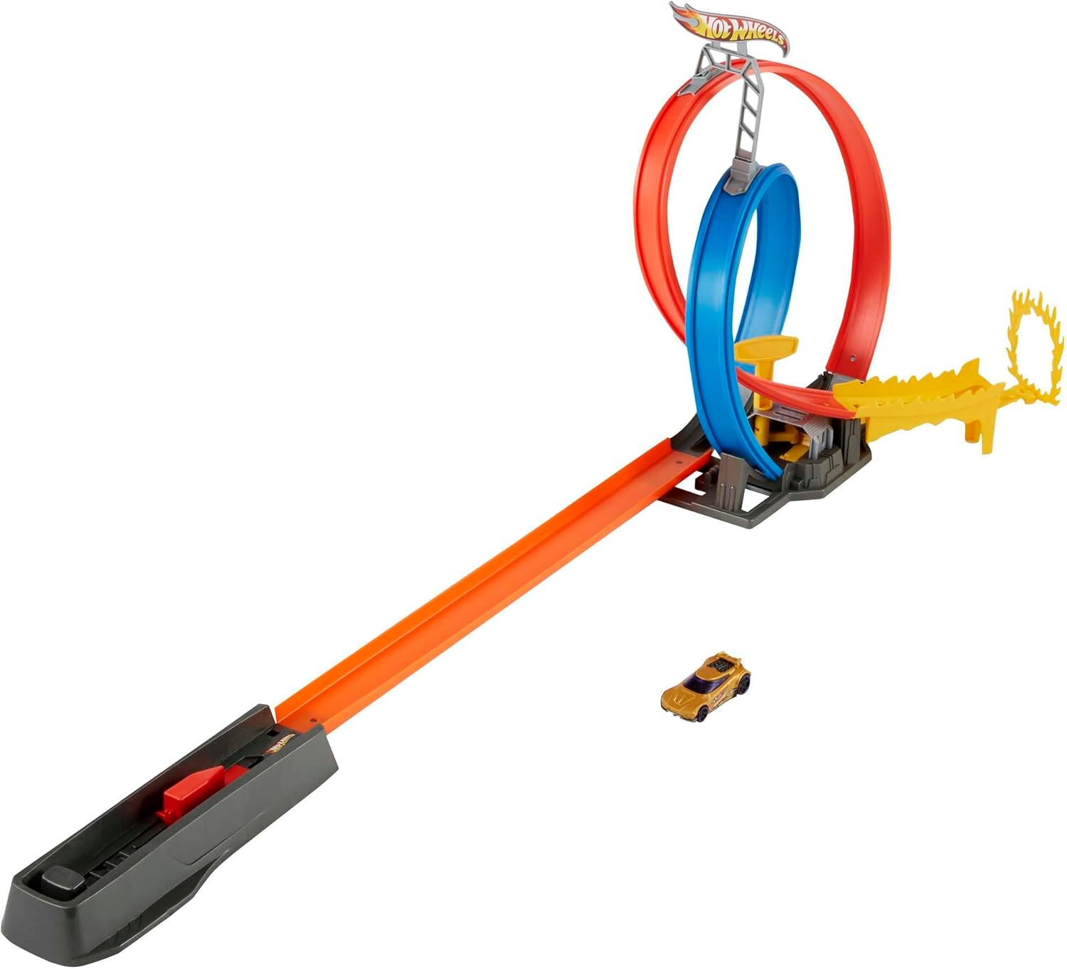 Hot Wheels Energy Track Set with Double Loop, Ring of Fire & 1 Vehicle – 5+ Years
