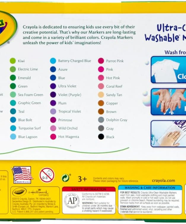 Crayola Ultra Clean Washable Markers, Fine Line Marker Set, Gift For Kids, 40 Count