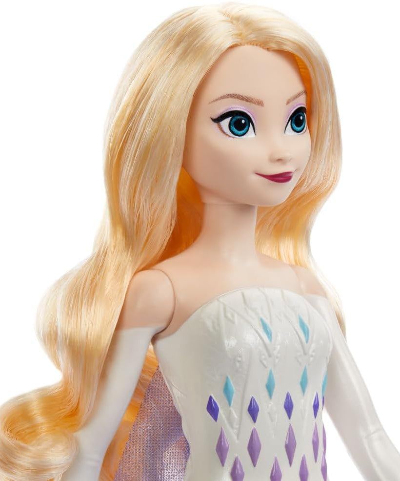 Mattel Disney Frozen Elsa Fashion Doll & Sand Set with Olaf Figure, Moldable “Snow” Sand & 4 Stampers, Elsa & Olaf Adventures, Inspired by Disney Movie