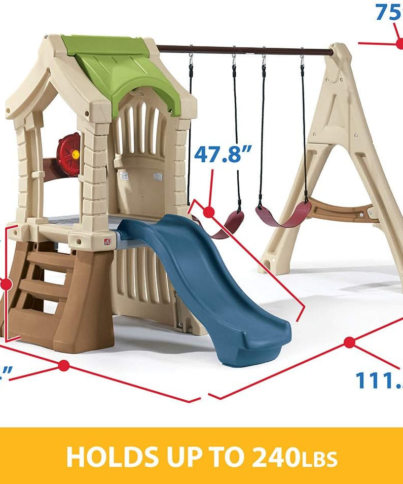 Step2 Play Up Gym Set Refresh, Outdoor Climber, Slide and Swing Set for Kids Ages 3 to 8, Backyard Playhouse Activity Center, Play Sets