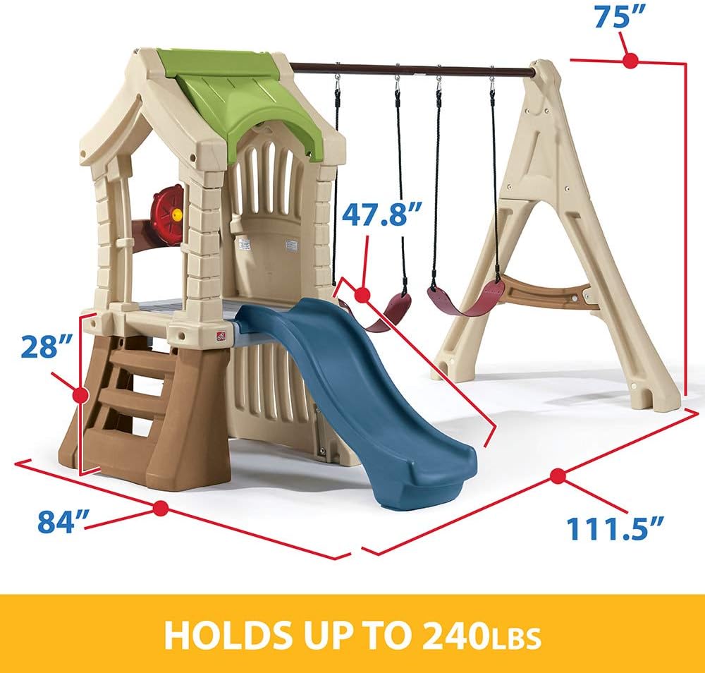 Step2 Play Up Gym Set Refresh, Outdoor Climber, Slide and Swing Set for Kids Ages 3 to 8, Backyard Playhouse Activity Center, Play Sets