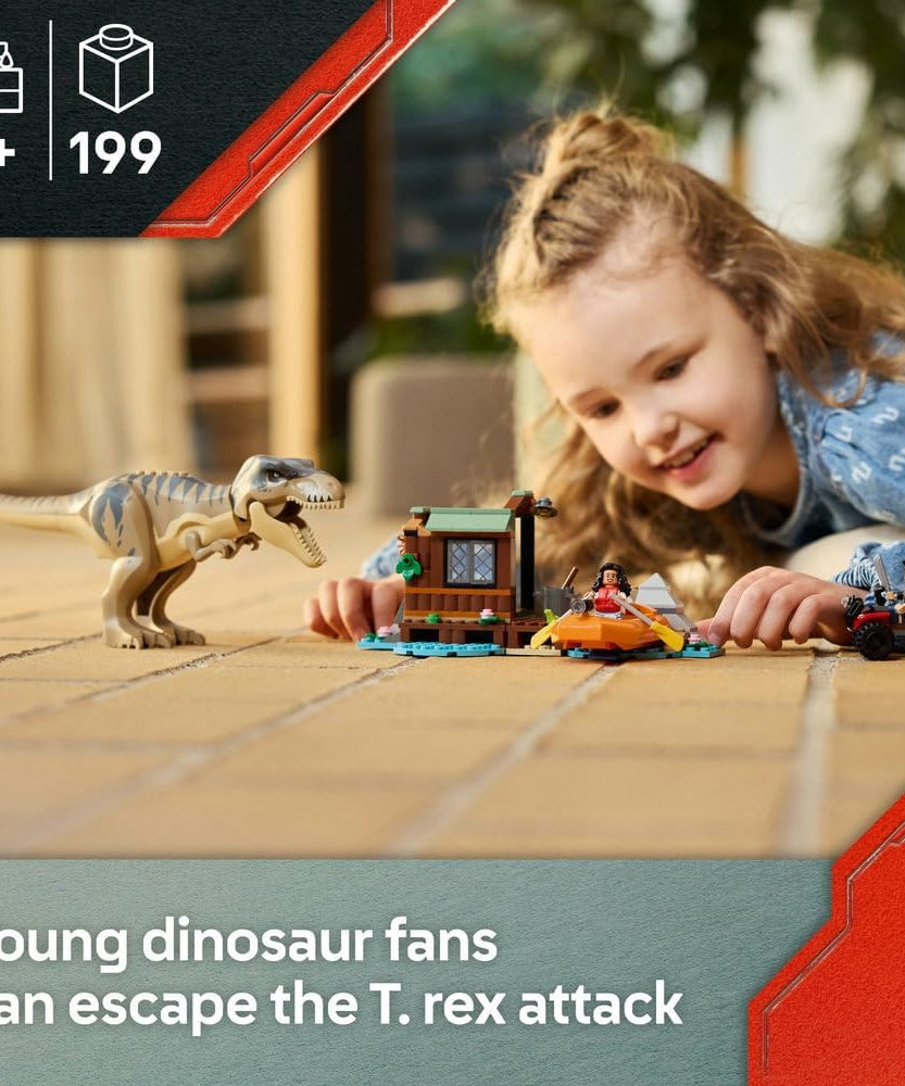 LEGO Jurassic World T. rex River Escape - Interactive Dinosaur Toy - incl. a Dino Figure, Boat Toy, ATV & 2 Minifigures - Gift for 5+ Year Old Boys & Girls - 76975