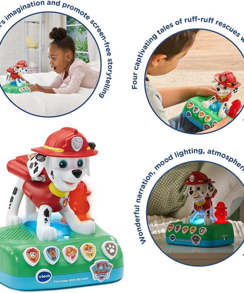 VTech PAW Patrol Storytime With Marshall, Interactive Storytelling Toy, 4 Engaging Stories, Music and Sounds, Night Light and Sleep Timer, Imaginative Screen-Free Play, Gift for Kids Ages 3-5 Plus, English Version