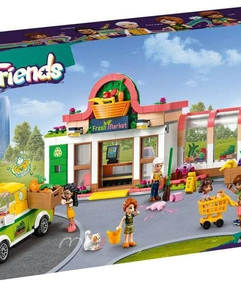 مجموعة بناء متجر البقالة العضوية 41729 من ليجو فريندز مع دمى صغيرة وشاحنة توصيل وملحقات للأطفال من سن 8 سنوات فما فوق