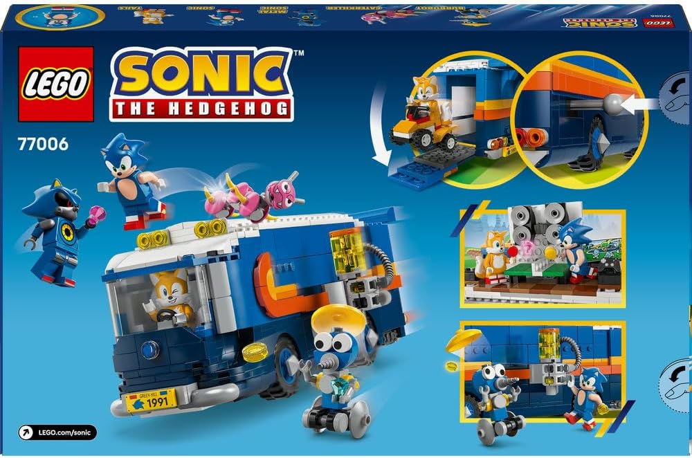 LEGO Sonic the Hedgehog Team Sonic Command Truck Toy - Interactive Set with an ATV Car & 5 Figures incl. Tails - Gift for 8+ Year Old Boys, Girls & Gaming Fans - 77006