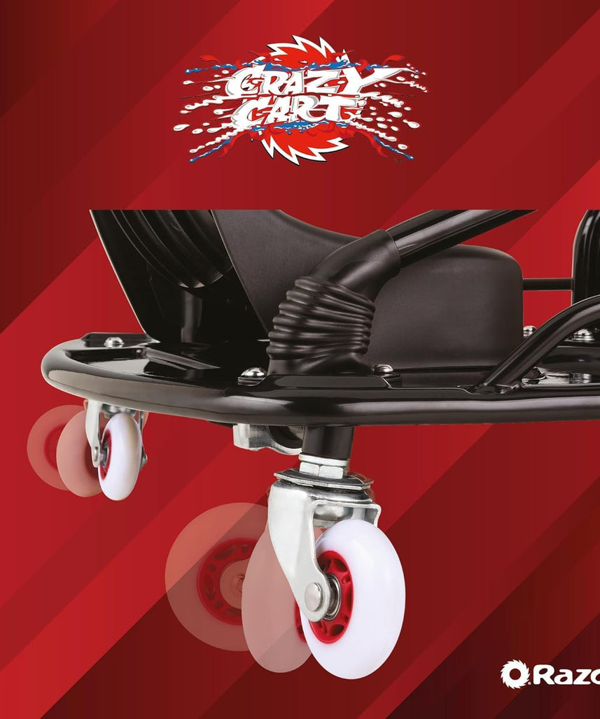 عربة ريزور كريزي كارت جونيور 2.0 - سيارة كارت كهربائية للانجراف للأطفال من سن 9 سنوات فما فوق، سرعات تصل إلى 19 كم/ساعة، مع مقود انجراف، مدة ركوب 40 دقيقة، آلة انجراف مثالية