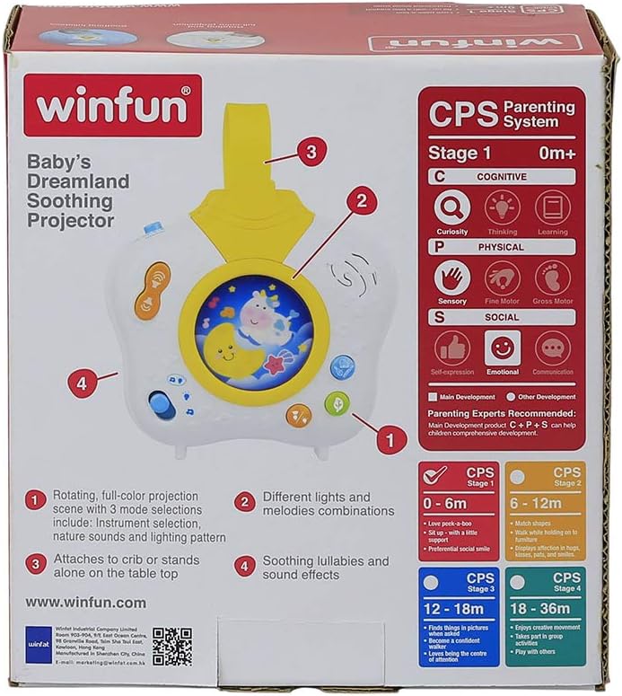 Winfun Baby’s Dreamland Soothing Projector Night Light for Infants Multicolor Rotating Light Lullabies Soothing Sounds Calming Sleep Crib Toy 0 Months+