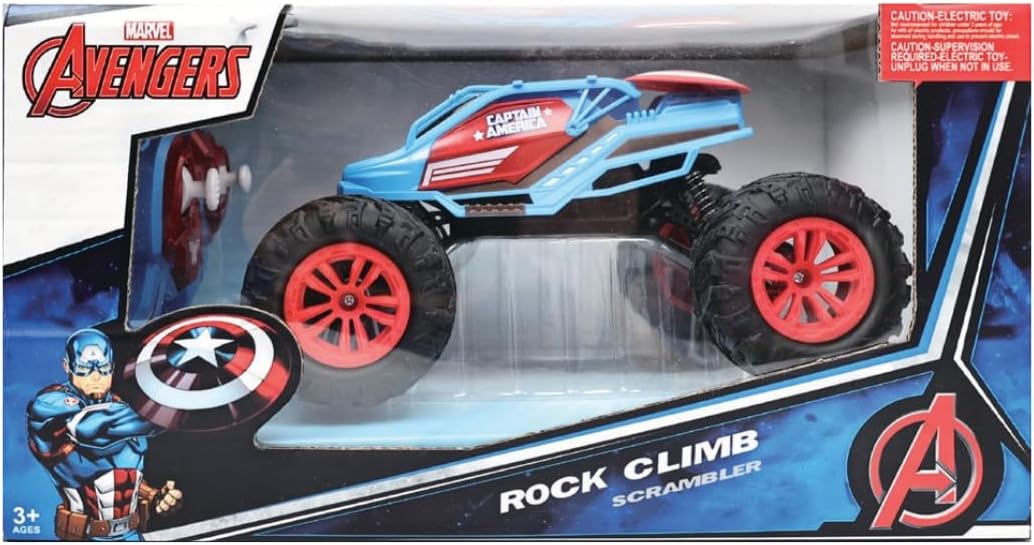 Marvel Captain America RC Monster Truck for Kids, All-Terrain Remote Control Car, 2.4GHz Off-Road Vehicle, Climbs Obstacles, High-Speed Speedster Toy for Boys & Girls, Age 3+