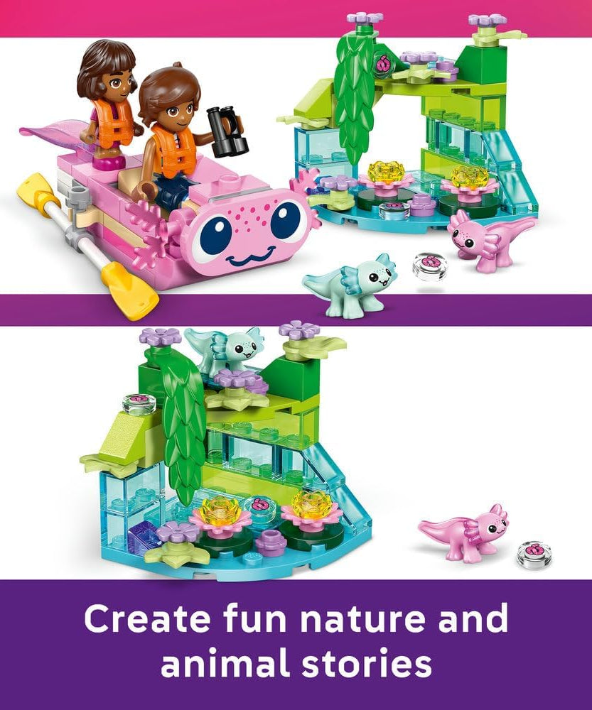 LEGO Friends Axolotl Adventure Boat Toy - incl. 2 Mini Dolls, 2 Cute Animal Figures, Plants, Flowers & Accessories - Birthday Gift for 5+ Year Old Girls - 42681