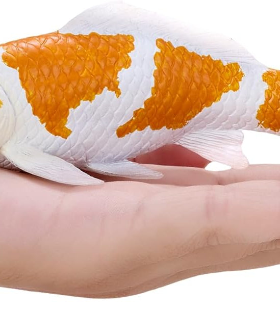 MOJO Ochiba Shigure Koi Carp Figurine, Hand-Painted Japanese Koi Fish, Enthusiast Collection Series 1, Decorative Display Model, Orange and White, Ages 3+