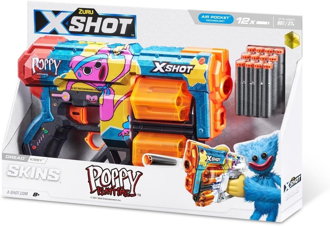 XShot Skins Dread Poppy Playtime S1 Kissy, Air Pocket Dart Technology, Toy Foam Dart Blaster for Kids, Teens, Adults,Boys & Girls, Outdoor Action Gun Games,Gift for Kids Ages 8+