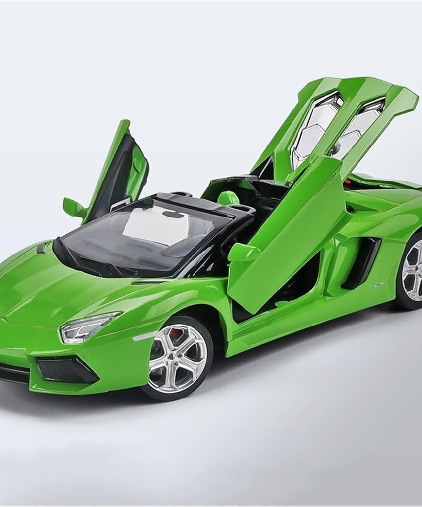 D-power Lamborghini Aventador Roadster Die-Cast Model Car – 1:32 Scale, Green, Pull-Back with Lights & Sounds, Ages 3+