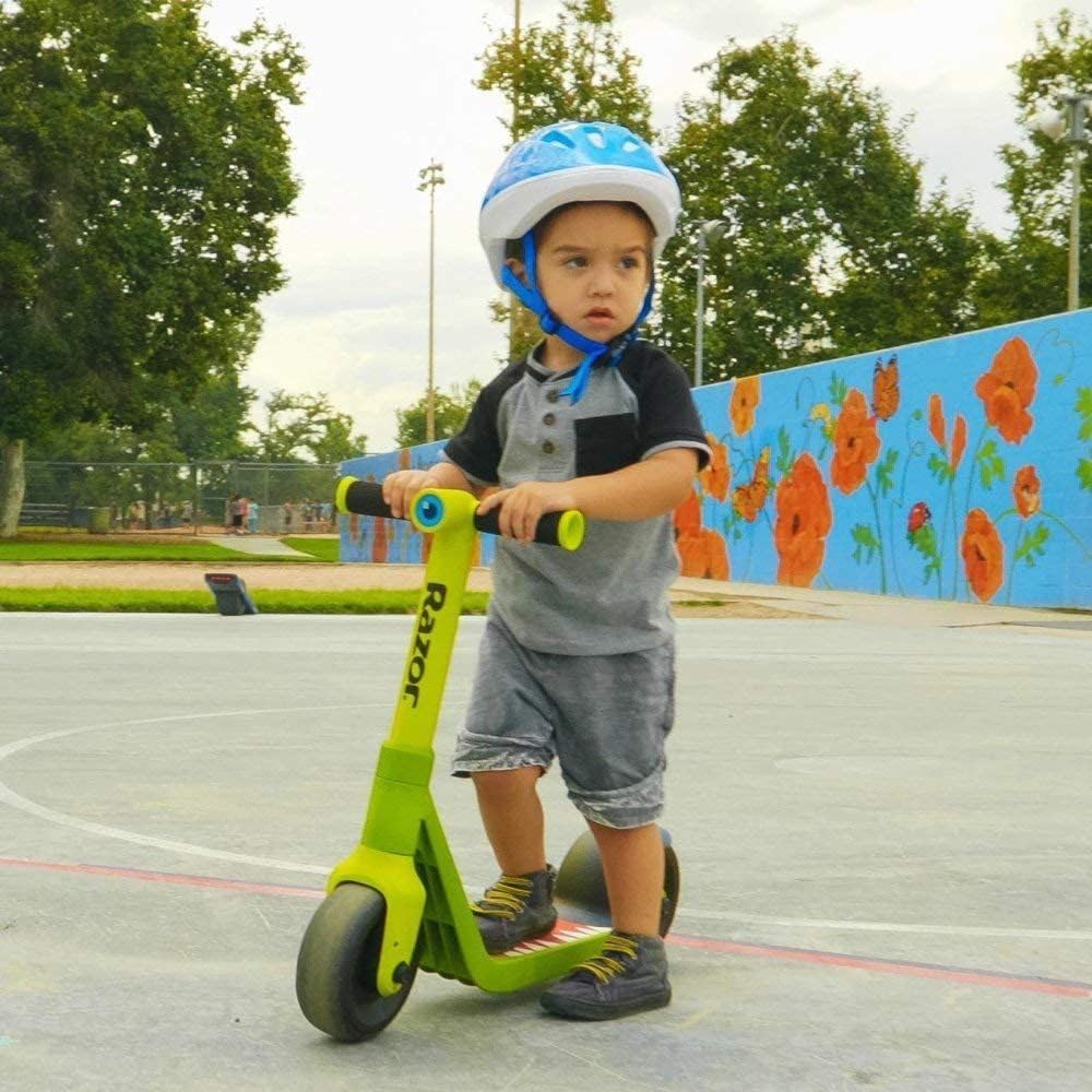Razor Wild Ones Junior Kick Scooter Dino Green, Wide Deck Balance Trainer, Extra Wide Slow Rolling Wheels, Steel Reinforced Handlebars, Indoor Outdoor Ride On for Kids 30+ Months