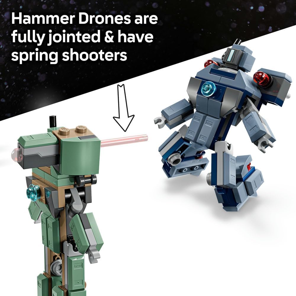 LEGO Super Heroes 76320 Iron Man & War Machine vs Hammer Drones Mech Battle Set for Kids 7+