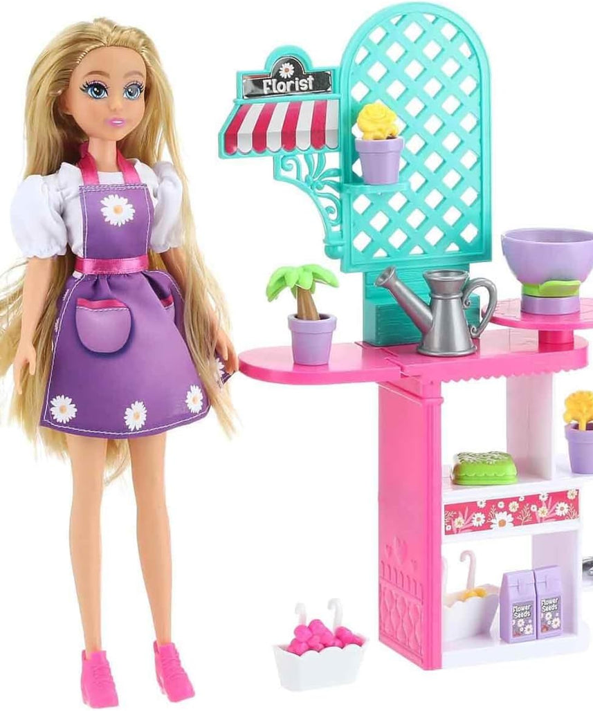 Dreameez Florist Doll Playset for Girls, 29 cm Fashion Doll with Flower-Themed Accessories, Pretend Play Toy for Ages 3+