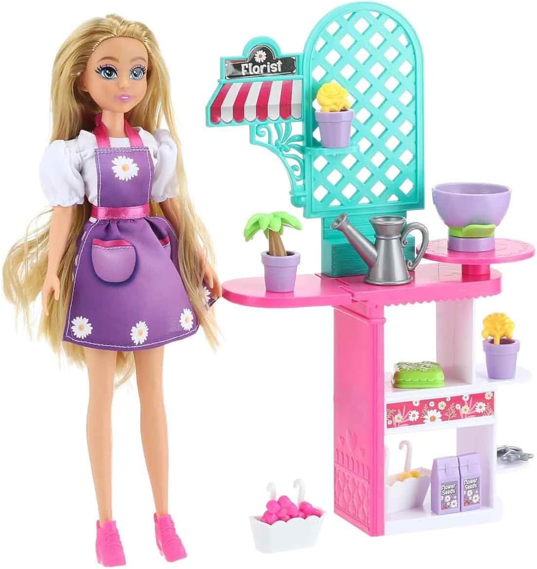 Dreameez Florist Doll Playset for Girls, 29 cm Fashion Doll with Flower-Themed Accessories, Pretend Play Toy for Ages 3+