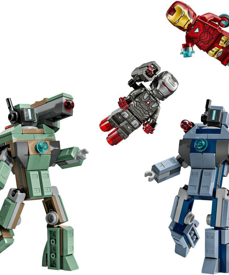 LEGO Super Heroes 76320 Iron Man & War Machine vs Hammer Drones Mech Battle Set for Kids 7+