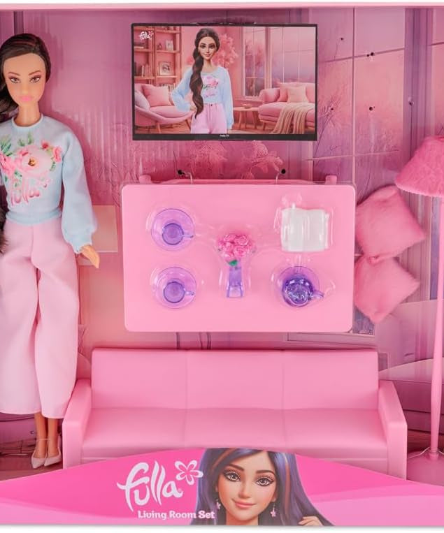 Fulla Living Room Doll Set, Cozy Doll Playset with Furniture and Accessories, Pretend Play Toy for Girls Ages 3 and Up