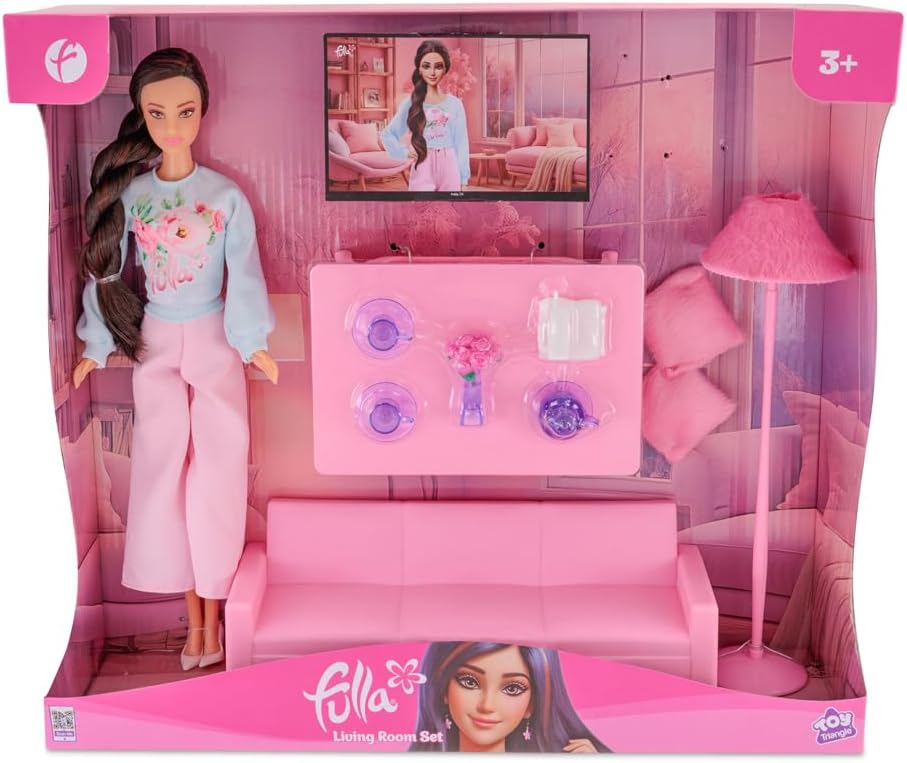 Fulla Living Room Doll Set, Cozy Doll Playset with Furniture and Accessories, Pretend Play Toy for Girls Ages 3 and Up