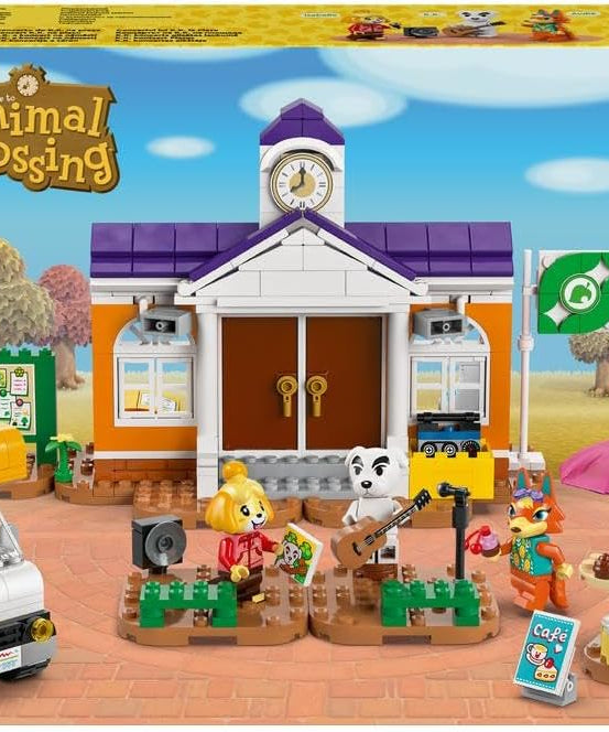 LEGO Animal Crossing K.K.'s Concert at the Plaza Building Toy for 7 Plus Year Old Girls and boys, with Café Playset, Figures and Vehicle from the Video Games, Pretend Play Gift for Kids 77052