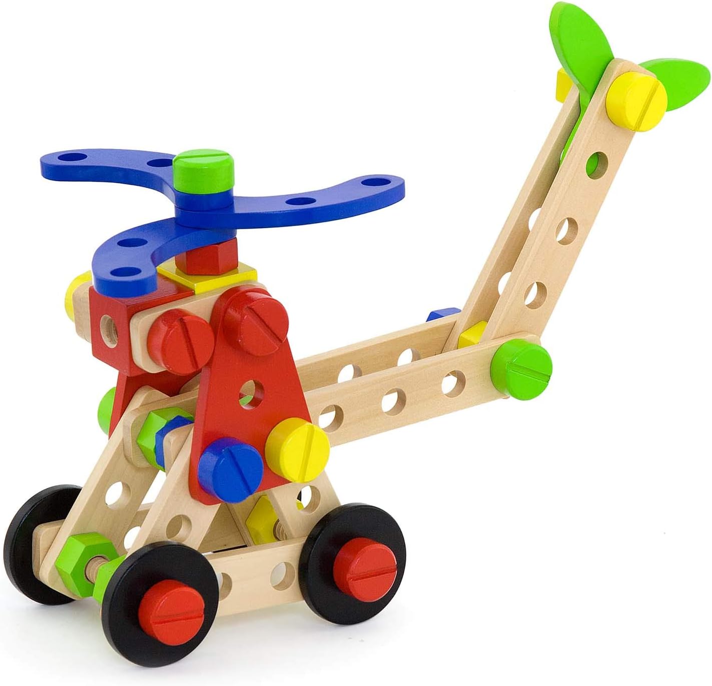 Viga Construction Block Set 68pcs, Wooden Building Blocks for Boys and Girls 3+, Creative Toy for Imaginative Play, Non-Toxic, Stacking and Construction Set