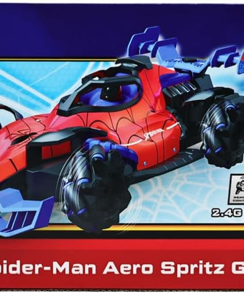 Marvel Spider-Man Aero Spitz GT RC Stunt Car – 2.4 GHz Remote Control Drifting Vehicle with Mecanum Wheels, Water Mist Spray, Music & LED Lights, 360° Spins, Official Marvel Toy for Kids Ages 6+