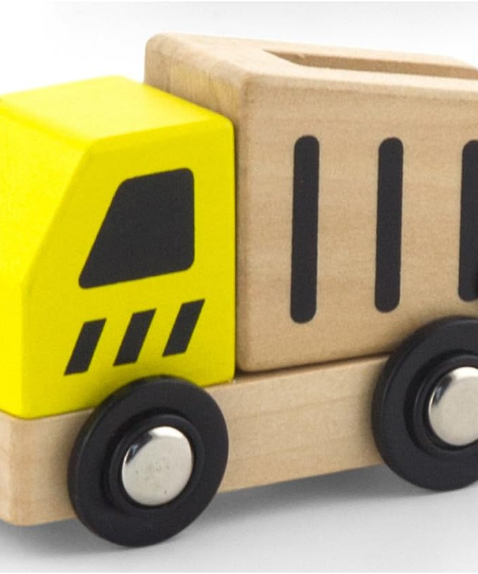 Viga Wooden Construction Vehicles Set, 6-Piece Push Along Play Trucks, Educational Toy, Ages 3+