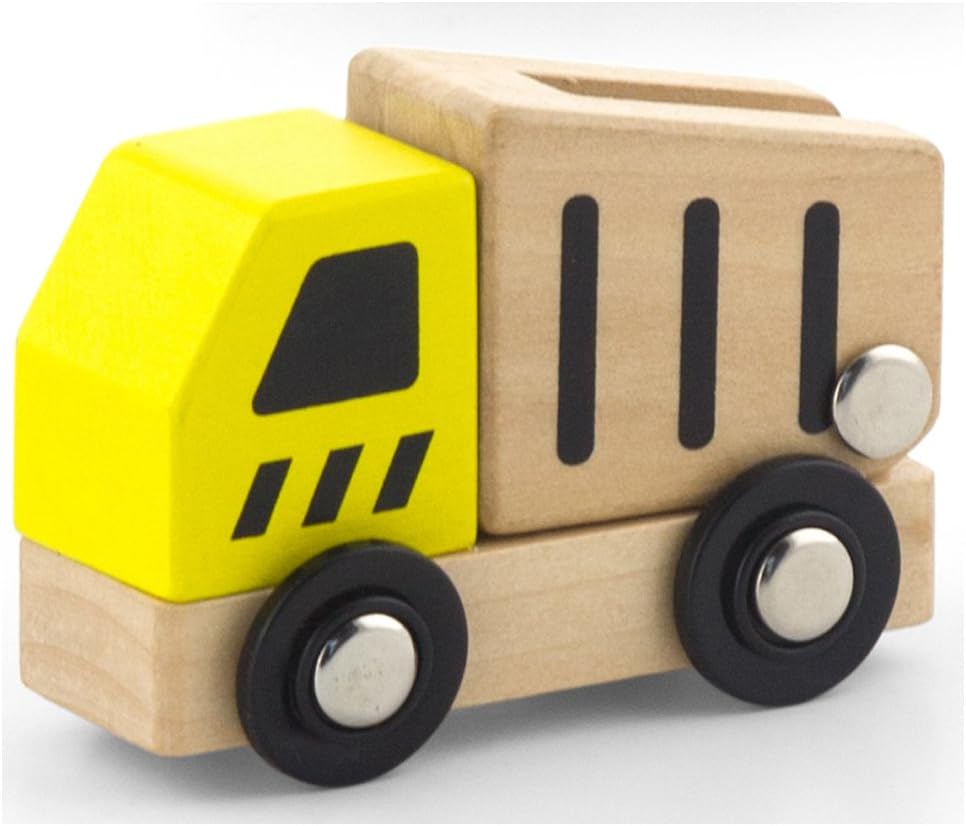 Viga Wooden Construction Vehicles Set, 6-Piece Push Along Play Trucks, Educational Toy, Ages 3+