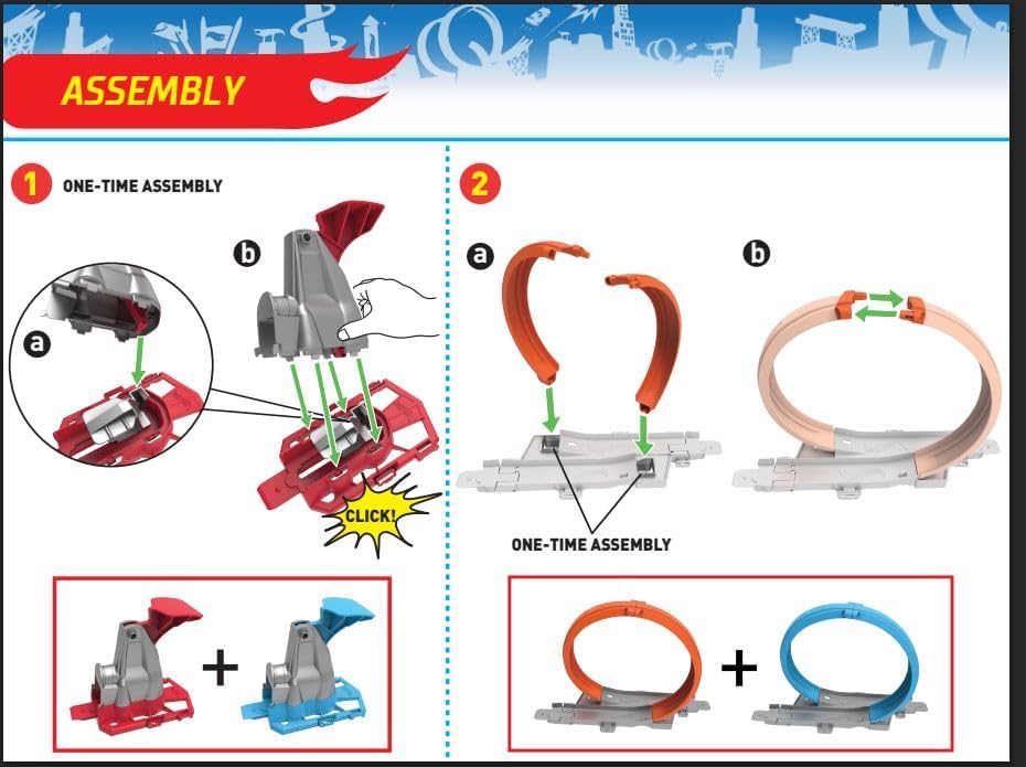 Hot Wheels Double Loop Dash Track Set, Side by Side Drag Race Track with Double Loop Stunt, Includes 2 Hot Wheels 1:64 Scale Cars, 5+ Years
