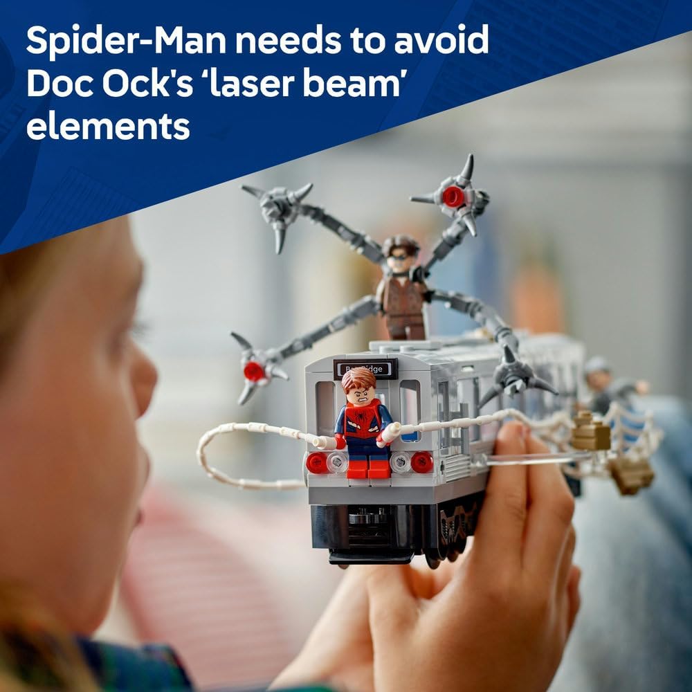 LEGO ǀ Marvel Spider-Man vs. Doc Ock Subway Train Scene - Play & Display Toy with 4 Minifigures - Collectible Super Hero Gift for 9+ Year Old Boys & Movie Fans - 76321