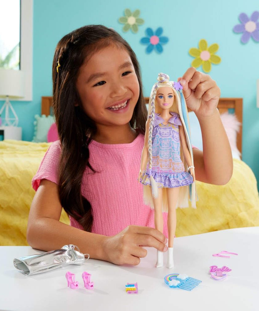 Barbie Fun & Fancy Doll & Accessories, Blonde Fashion Doll with Extra-Long Hair & 2 Looks, Including Silver Metallic Dress & Hair Extension