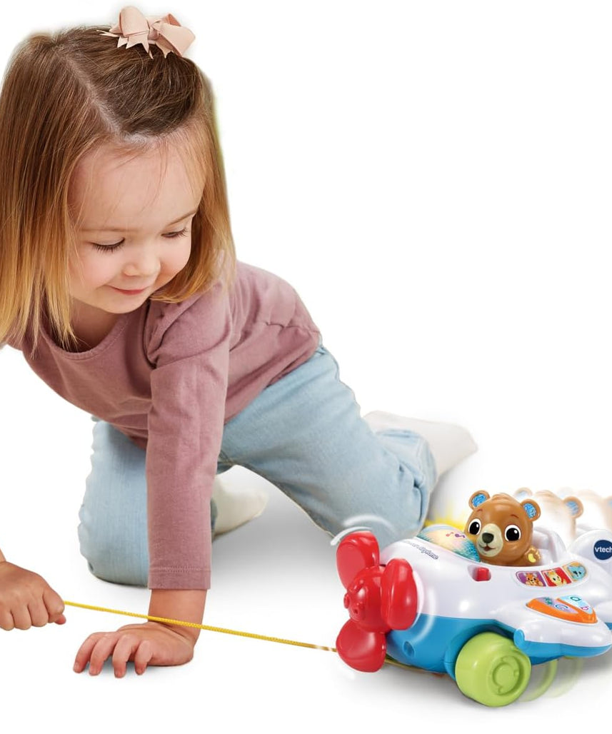 VTech 123 Fly with Me Airplane Musical Learning Toy with Lights Sounds Pull Along Captain Bear Multicolour 9m+