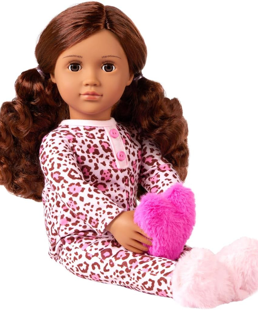 Our Generation Doll w/Leopard Pajama & Heart Pillow, Gracia | Premium Quality Toy for Kids