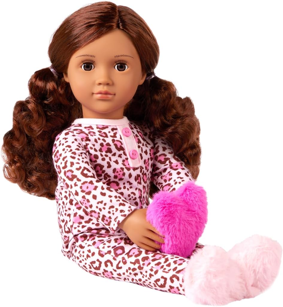 Our Generation Doll w/Leopard Pajama & Heart Pillow, Gracia | Premium Quality Toy for Kids