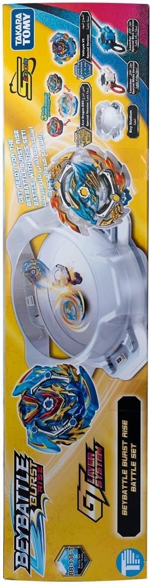BeyBattle Burst Takara Tomy S4 W1 Rise Battle Set with Stadium, Sword Valtryek V5 and Ace Dragon DX5 Tops, Dual Launchers, Competitive Spinning Top Game for Kids, Ages 8 Years+