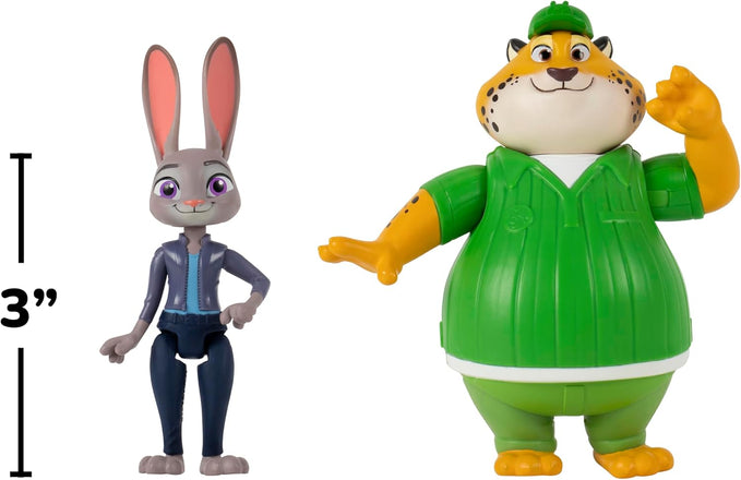Disney Zootropolis 2 Figure 3-Inch 2-Pack - Judy Hopps with Clawhauser, Official Zootopia 2 Movie Toys, Collectibles, Mystery Tails Figurines, Gift, Kids Toy, 4 Years+