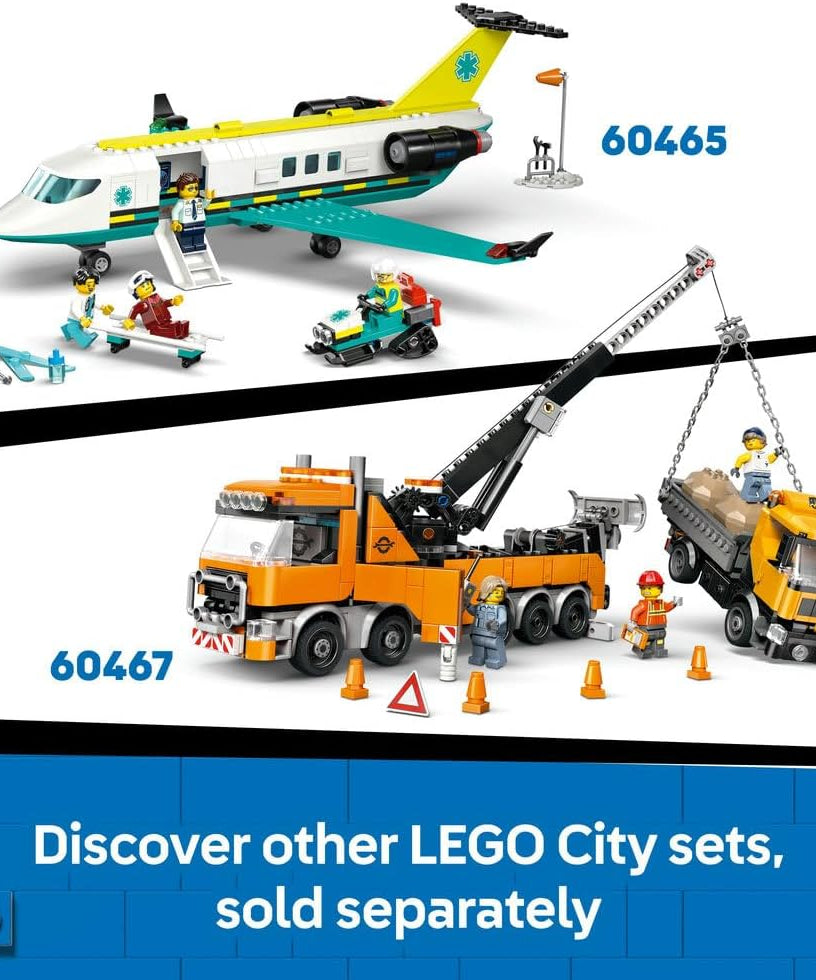 LEGO City Yellow Bulldozer Toy - Large Construction Vehicle Building Set - incl. 3 Minifigures plus Loose Bricks & Road Signs - Birthday Gift for 8+ Year Old Boys - 60466