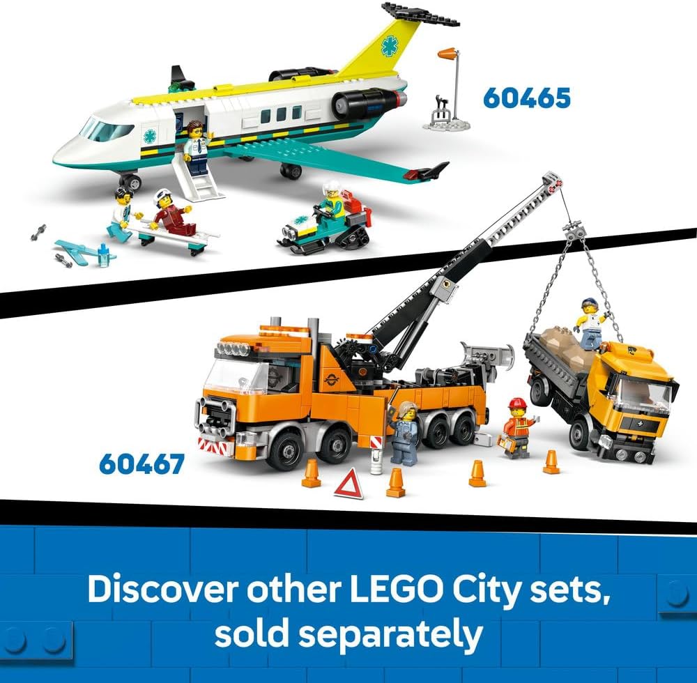 LEGO City Yellow Bulldozer Toy - Large Construction Vehicle Building Set - incl. 3 Minifigures plus Loose Bricks & Road Signs - Birthday Gift for 8+ Year Old Boys - 60466