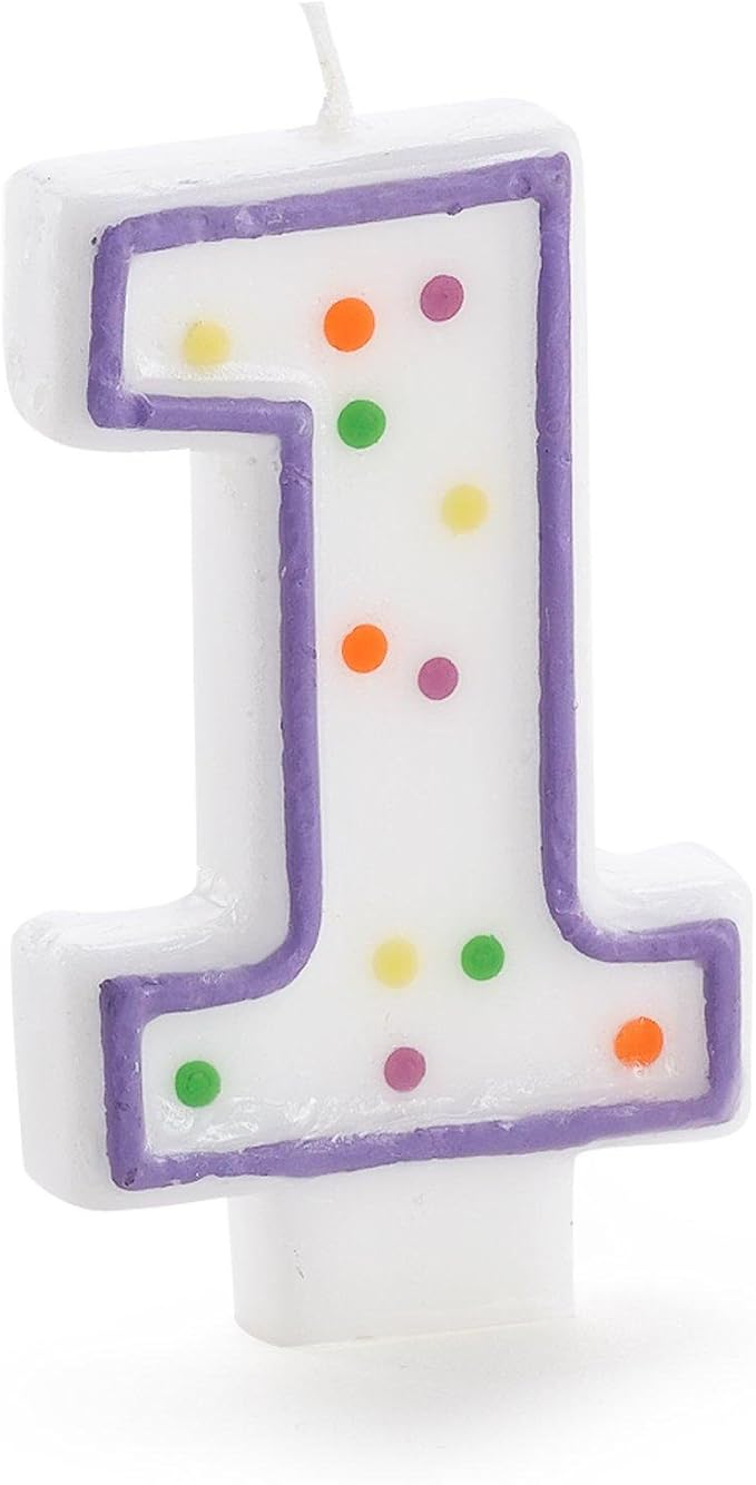 Amscan Polka Dots #1 Flat Molded, One Size Candles, Multicolor