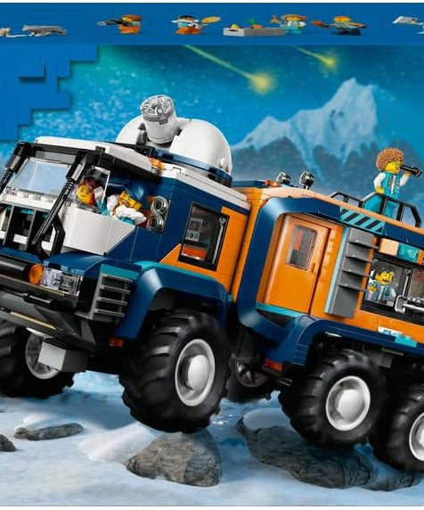 LEGO City Arctic Explorer Science Lab Truck Toy - Exploration Vehicle with Steering & Suspension - incl. a Snowscooter, 5 Minifigures & 3 Wolf Animal Figures - Gift for 8+ Year Old Boys - 60471